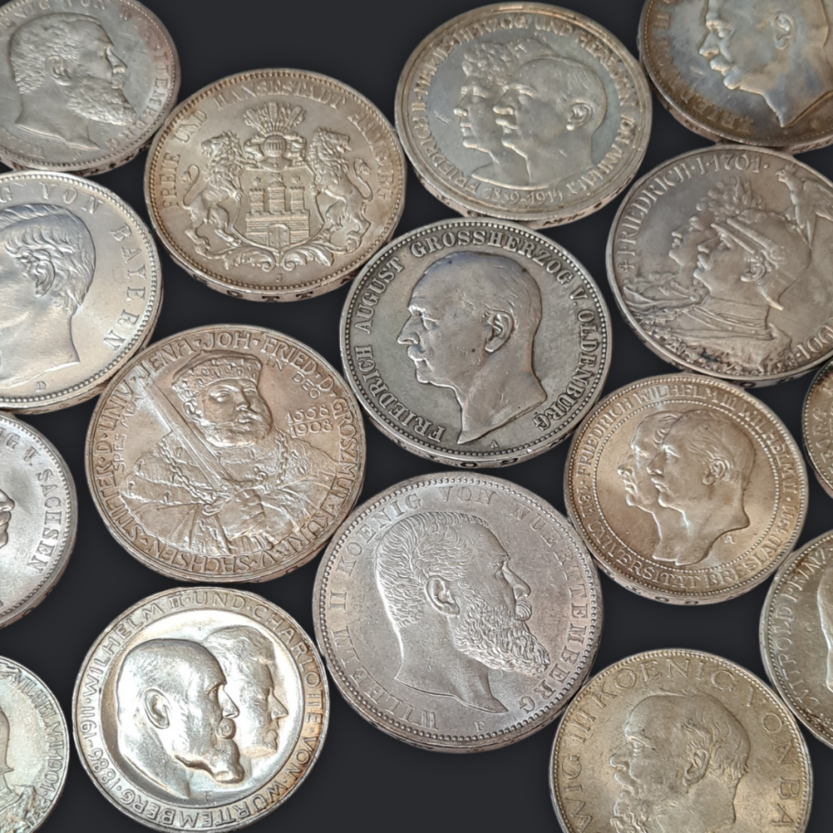 Silbermünze mit Gravur aus dem 19. Jahrhundert – Numismatik Thüringen, Werner Münzen Suhl